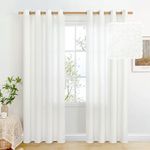 BGment White Curtains for Living Room 84 Inch Length 2 Panels, Thick Linen Curtains Light Filtering Drape for Dining Room Bedroom Privacy Textured Bright Window Curtains, Each Panel 52 Inch Wide