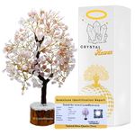 Certified Rose Quartz Crystal Tree for Good Luck - Healing Crystals Money Tree for Wealth, Positive Energy at Home Office - Decorative Spiritual Gifts for Vastu, House Warming