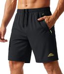 TACVASEN Workout Shorts Men Sports Running Training Shorts Quick Dry Swim Beach Shorts with Zipper Pockets Military Outdoor Shorts - Black - 34