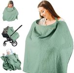 Nursing Cover for Baby Breastfeeding, Muslin Breathable Breastfeeding Cover Essentials with Rigid Hoop, Multi-use Adjustable Privacy Nursing Apron Cover