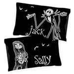 Disney Nightmare Before Christmas Jack & Sally Glow in The Dark 2 Pack Reversible Pillowcases - Double-Sided Kids Super Soft Bedding (Official Disney Product)