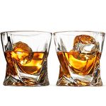 ZROY ENTERPRISE Twist European Crystal Whiskey Glasses Set of 4 Pcs- 300ml Bar Glass for Drinking Bourbon, Whisky, Scotch, Cocktails, Cognac- Old Fashioned Cocktail Tumblers