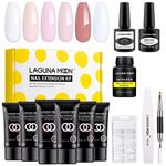 Lagunamoon Polygel Nail Kit, 6 Colours 30g Polygel Nail kit Full Set for Beginners with Slip Solution, Dual Nail Forms, Nail File and Gel Top and Base Coat Gel Nail Polishes