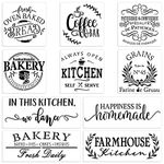 10 Set Farmhouse Kitchen Stencil, Homemade Bakery Rustic Sign Painting Stencils for Home Dining Room Wall Decoration Reusable Templates DIY Wood Sign