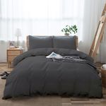 100% Cotton Oversized King plus 3 Piece Duvet Cover set 128x120 inch Breathable Luxury Soft & Cozy | Durable and Fade Resistant | Double Hem-Stitched Sateen Weave (Oversized King plus, Gray)