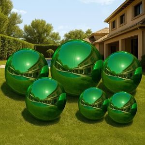 VEBESYET Green 6PCS Inflatable Mirror Ball Set Reusable Big Shinny Balls Large Event Decoration Balloon PVC Disco Bubble Balloon with Electric Pump For Party, Wedding, Decor