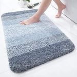 OLANLY Luxury Microfiber Bath Mat, Extra Soft and Absorbent Bathroom Mat, Non-Slip Plush Shaggy Bathroom Rug, Machine Wash Dry, Bath Rugs for Bathroom Floor, Tub and Shower, 20x30, Blue