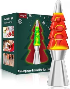 Christmas Tree Liquid Motion Night Lights: 14.5 inches Table Lamp Liquid Motion Lamp, Mood Lighting Home Decor Night Light for Kids and Adults, Red Bottle White Wax