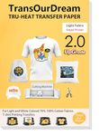 TransOurDream Light 2.0 - Upgraded Iron on Heat Transfer Paper for T Shirts (5 Sheets, A4) Iron-on Transfers Paper for Light Fabric Printable Heat Transfer Vinyl for Inkjet Printer