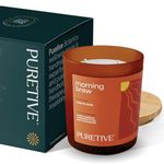 Puretive Morning Brew | Coffee Vanilla Scented Soy Wax Candles - 35hrs Burn Time, 2-Wick, Large, Premium Aromatherapy Candle for Home Decor, Gift Set | 480 Grams