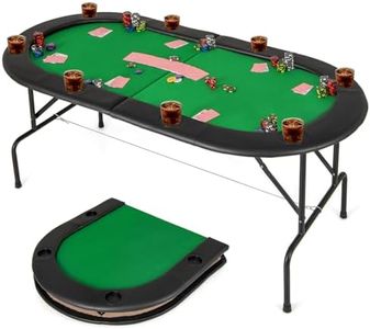 Giantex 8 Player Poker Table Foldable, Folding Card Board Game Table w/8 Cup Holders & Comfy Armrests, Casino Grade Felt, Portable Oval Texas Holdem Blackjack Poker Tables, No Assemble Required