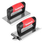 Goldblatt 2 Pieces Concrete Edger Set - Groover (6"x3", 1/2"W, 1/2"D) & Concrete Edger (6" x 3", 1/4"R) - Concrete Tools, Stainless Steel Masonry Hand Tool, Cement Finishing Kit for Smoothing, Cutting