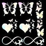 GORGECRAFT 8 Sheets Women Vinyl Butterfly Car Decals Colorful Laser Reflective Car Bumper Sticker Butterflies Infinity Heart Love Wing Stickers for SUV Truck Motorcycle Doors Walls Laptop Phone Case