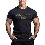 ReedCA Alpha CA - Mens Bodybuilding T-Shirt - Gym Training Top Fashion Short Sleeve(1-Black,XXL)