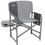 TIMBER RIDGE Lightweight Oversized Camping Chair, Portable Aluminum Directors Chair with Side Table Detachable Side Pocket for Outdoor Camping, Lawn, Picnic, Support 400lbs (Grey) Ideal Gift