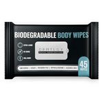 DRMTLGY Body and Face Shower Wipes for Women and Men - 45 Pieces. XTRA Large Biodegradable No Rinse Cleasning Wipes For Camping, Sports, Traveling, and more!
