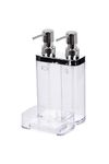 Primanova Viva Double Liquid Soap Dispenser (Double Dispenser with Stand, Transparent)