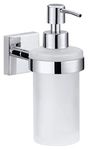 tesa® Ekkro soap dispenser, high gloss chromed metal, self-adhesive, adhesive mounting technology, 170mm x 70mm x 125mm