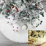 Yueshop Christmas Tree Skirt Long Snow Plush Christmas Tree Skirt Base Floor Mat Cover XMAS Party Decor