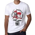 Men's Graphic T-Shirt Authentic Style Since 1961 63rd Birthday Anniversary 63 Year Old Gift 1961 Vintage Eco-Friendly Short Sleeve Novelty Tee White M