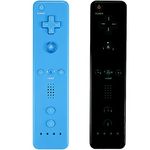 Yosikr Wii Controller 2 Pack, Wii Remote Controller with Silicone Case and Wrist Strap Compatible for Wii/Wii U (Black and Blue)