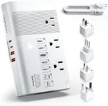 DOACE 500W Universal Travel Adapter 220V to 110V Voltage Converter, Pure Sine Wave European Travel Plug Adapter Converter, Transformer for US to Most Europe，UK/AU/EU/IT with 3 US Outlets & 4 USB
