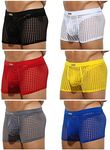 Arjen Kroos Men's Underwear Sexy Mesh Trunks Boxer Briefs with 3D Pouch Breathable Thong 6-Pack