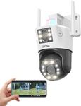 ZOSI C298 2.5K 4MP Dual-Lens WiFi PTZ Security Camera Outdoor, 8X Hybrid Zoom, AI Person/Vehicle Detect, 2.8MM & 8MM, 2.4/5 GHz Plug-in 360 Surveillance Camera, Color Night Vision