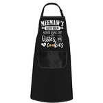 POFULL Meemaw Gift Meemaw Apron for Meemaw Birthday Gift Meemaw's Kitchen Never Runs Out Of Kisses and Cookies (Meemaw's Kitchen Apron CA)