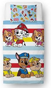 Paw Patrol Set copripiumino singolo per bambini, reversibile, double-face, con federa coordinata, con personaggi del mondo dei personaggi