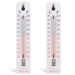 2Pcs Wall Thermometer, Outdoor Thermometer Read Accurate Celsius and Fahrenheit Large Wall Mounted Room Temperature Monitor Easy-to-Mount Design for Greenhouse Home Garden Office Indoor Outdoor
