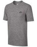 Nike Men Club Embroidered Futura T-Shirt - Dark Grey Heather/Cool Grey, Large