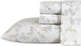 Laura Ashley Home - King Sheets, Cotton Flannel Bedding Set, Brushed for Extra Softness & Comfort (Fawna, King)