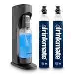 Drinkmate OmniFizz Sparkling Water and Soda Maker, Carbonates Any Drink Not Just Water, Fizzy Drink Maker, Water Carbonator, Sparkling Water Machine, x2 CO2 Cylinders Included, Matt Black
