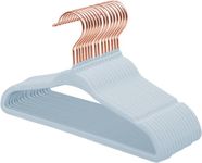 Revwd Kids Velvet Hangers 14'' Inch Premium Non Slip Kids Felt Hangers for Closet, Space Saving Toddler Clothes Hanger for Youth's Childrens' Clothes (10, Light Blue)