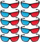 Milisten 10pcs 3D Glasses for TV Movie Cyan Red Blue 3 Dimensional Glasses for Anaglyph Stereoscopic Movie Comic Book Photo Projector Computer Screen Game