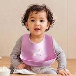 MY NEWBORN by 10CLUB Silicone Baby Bib (1 pc) for Feeding & Weaning Babies & Toddlers, Waterproof, Washable & Reusable, Non Messy Easy Cleaning, No Bad Odour, Adjustable Neckline with Buttons