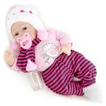 Bibi Doll Snowflake - 17" Realistic Reborn Baby Doll Girl Handmade with Open Eyes, Baby Girl Penguin Outfit, Pacifier, Milk Bottle and Birth Certificate Doll for Ages 3 Years +