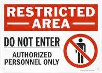 SmartSign 10 x 14 inch “Restricted Area - Do Not Enter, Authorized Personnel Only” OSHA Metal Sign, 40 mil Laminated Rustproof Aluminum, Red, Black and White, Made in USA