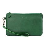 befen Wrislet Wallet for Women Small Leather Coin Clutch Purse Slim Handbag for Ladies with Zipper Closure-Vintage Forest Green