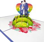 RIHDXCH Couple Gay LGBT Handmade 3D Pop Up Greeting Card-Rainbow，Valentine's Day，Pride Day Card，Happy，Anniversary，Birthday，Wedding，Engagement，Men，Husband，Boyfriend，Congratulations，Romance，Gift，Unique.