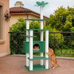 MAOHEGOU 74 Inches Tall Outdoor Weatherproof Cat Tower, Multi-Level Cat Tree, Large Cat Condo with PVC Board and Cat Scratching Posts, for Outside and Indoor Cat Houses