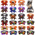 22Pcs Halloween Pet Bow Tie, Adjustable Bow Tie for Pet Cats and Dogs, Halloween Fall Pet Neck Tie with Pumpkin Ghost Bat Decor (Halloween)