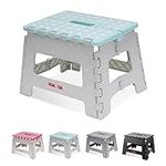 KOADOA Folding Step Stool, 9 Inch Plastic Foldable Step Stool for Kids Adults - Holds Up to 330 lbs Foot Stool with Non-Slip Surface, Carry Handle for Kitchen Bathroom Bedroom (Blue)