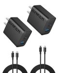 Anker iPhone 17/16 Charger, 2-Pack 20W Fast USB C Charger Block, for iPhone 17/16/16 Pro Max/15 Series/iPad Pro and More (2 Pack & 2 Cable)(Black)