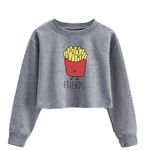 XLXUXU Girl Crop Top for Kids Long Sleeve Sweatshirts Print Funny Letters Fashion Pullover T-Shirt, Grey-Friends