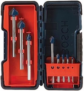 BOSCH GT3000 8-Piece Glass and Tile Carbide Hammer Drill Bits Assorted Set with Included Storage Case for Fast Drilling in Glass and Tile, Easy Application with No Water Required