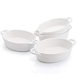 Foraineam 4 Pack 20 Ounce Porcelain Ramekins with Double Handles Oval Creme Brulee Souffle Baking Dishes