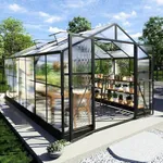 AMERLIFE 8x14x7FT Polycarbonate Greenhouse, Walk in Greenhouse with Quick-Connect System, Green House with 4 Vent Windows and Swing Door, Greenhouses for Outdoors, Glossy Black