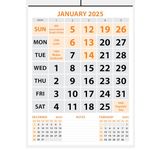 LAURET BLANC 2025 Wall Calendar -14.75" X 20" for Home & Office, Holidays Mentioned, 150 GSM Art Paper (B)